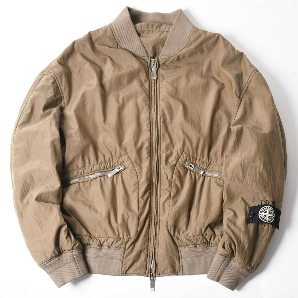 極美品 Dior ディオール × STONE ISLAND ストーンアイランド ボンバージャケット 493C401A6263 サイズ54 ブラウン 中古 4a007456