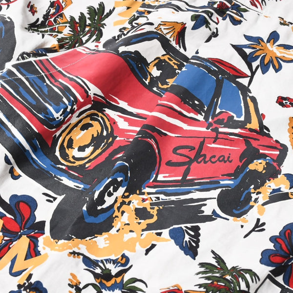 極美品 sacai サカイ 25SS CAR RACE TROPICAL PRINT SHIRT カーレース トロピカル プリント 半袖シャツ 25-03651M サイズ2 総柄 中古 4a007446