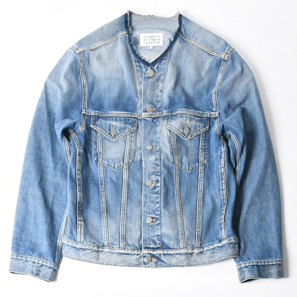 極美品 Masion Margiela メゾンマルジェラ ノーカラーデニムジャケット ブルー コットン サイズ50 SI1AM0006 S30561 中古 4a007457