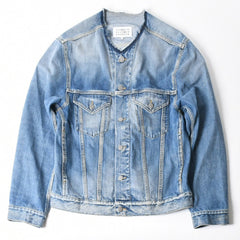 極美品 Masion Margiela メゾンマルジェラ ノーカラーデニムジャケット ブルー コットン サイズ50 SI1AM0006 S30561 中古 4a007457