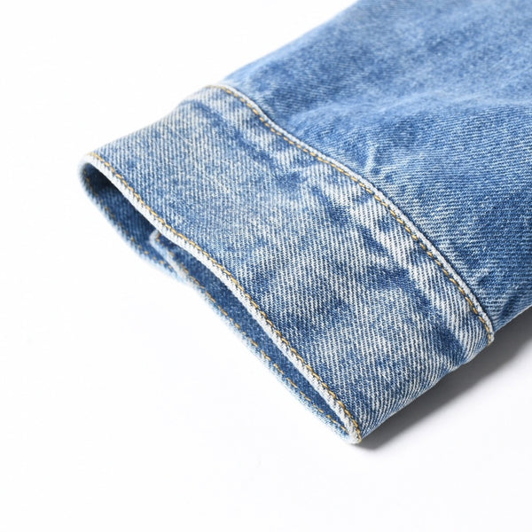 極美品 Masion Margiela メゾンマルジェラ ノーカラーデニムジャケット ブルー コットン サイズ50 SI1AM0006 S30561 中古 4a007457
