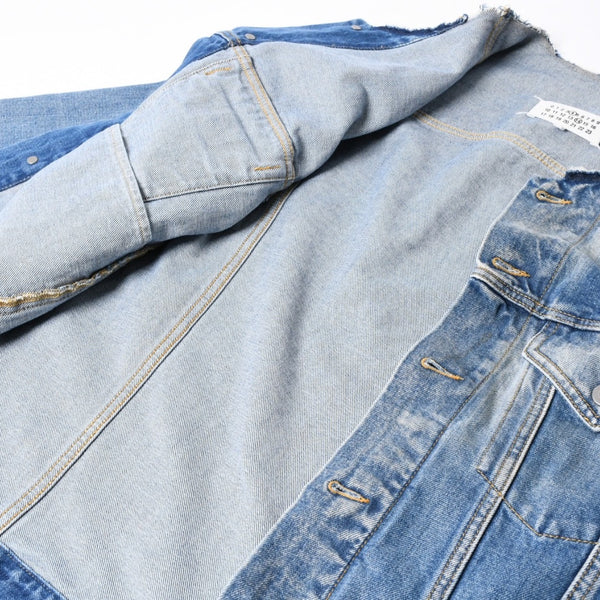 極美品 Masion Margiela メゾンマルジェラ ノーカラーデニムジャケット ブルー コットン サイズ50 SI1AM0006 S30561 中古 4a007457