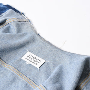 極美品 Masion Margiela メゾンマルジェラ ノーカラーデニムジャケット ブルー コットン サイズ50 SI1AM0006 S30561 中古 4a007457