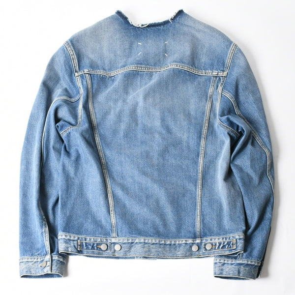 極美品 Masion Margiela メゾンマルジェラ ノーカラーデニムジャケット ブルー コットン サイズ50 SI1AM0006 S30561 中古 4a007457