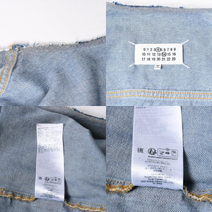 極美品 Masion Margiela メゾンマルジェラ ノーカラーデニムジャケット ブルー コットン サイズ50 SI1AM0006 S30561 中古 4a007457