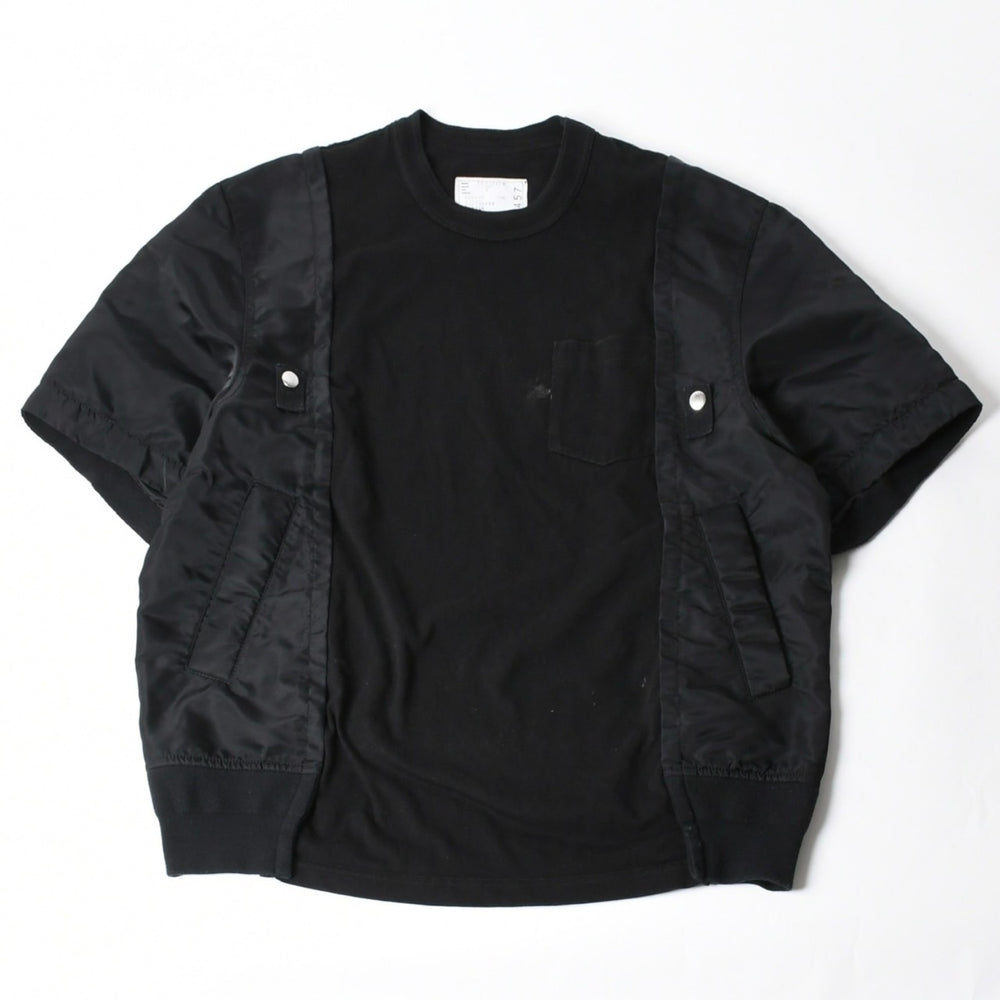 SACAI サカイ 24SS ナイロン切替 ドッキングTシャツ 24-03457M ブラック シルバー金具 サイズ3 美品 中古 4a007484