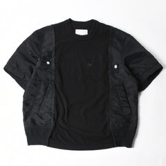 SACAI サカイ 24SS ナイロン切替 ドッキングTシャツ 24-03457M ブラック シルバー金具 サイズ3 美品 中古 4a007484