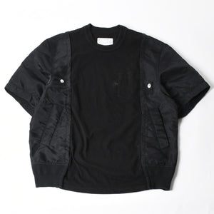 SACAI サカイ 24SS ナイロン切替 ドッキングTシャツ 24-03457M ブラック シルバー金具 サイズ3 美品 中古 4a007484