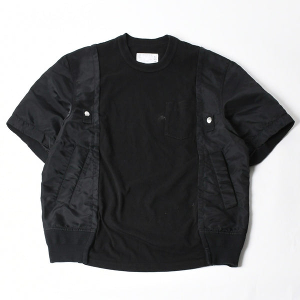 SACAI サカイ 24SS ナイロン切替 ドッキングTシャツ 24-03457M ブラック シルバー金具 サイズ3 美品 中古 4a007484