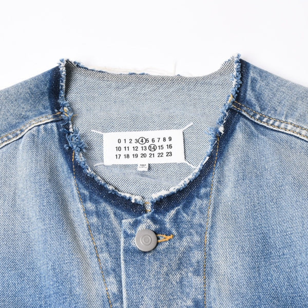 極美品 Masion Margiela メゾンマルジェラ ノーカラーデニムジャケット ブルー コットン サイズ50 SI1AM0006 S30561 中古 4a007457