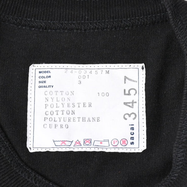 SACAI サカイ 24SS ナイロン切替 ドッキングTシャツ 24-03457M ブラック シルバー金具 サイズ3 美品 中古 4a007484
