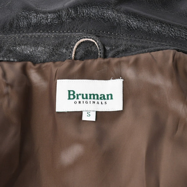 新品未使用 BRUMAN ブルマン レザースポーツジャケット オリジナルカウレザー Korea製 ブラック サイズS 中古 4a007459