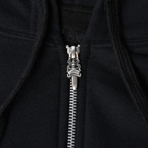 新品未使用 CHROME HEARTS クロムハーツ ジップアップフーディー サイズXL ダブルフェイス バーティカルロゴ ブラック 新型 中古 4a007589