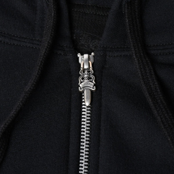 新品未使用 CHROME HEARTS クロムハーツ ジップアップフーディー サイズXL ダブルフェイス バーティカルロゴ ブラック 新型 中古 4a007589