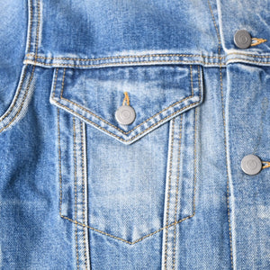 極美品 Masion Margiela メゾンマルジェラ ノーカラーデニムジャケット ブルー コットン サイズ50 SI1AM0006 S30561 中古 4a007457