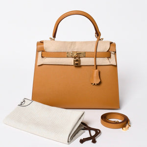 新品同様品 HERMES エルメス KELLY 28 ケリー 28 2WAYバッグ セサミ ヴォーエプソン B刻印 外縫い 2023年製 ゴールド金具 中古 4a007492