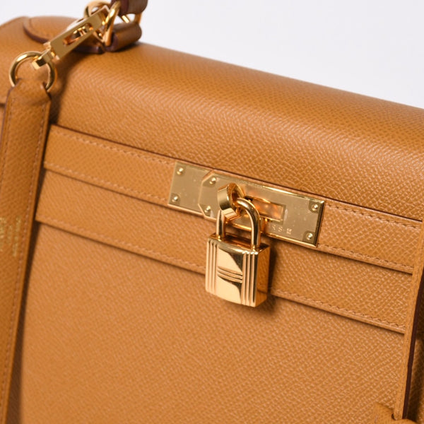 新品同様品 HERMES エルメス KELLY 28 ケリー 28 2WAYバッグ セサミ ヴォーエプソン B刻印 外縫い 2023年製 ゴールド金具 中古 4a007492