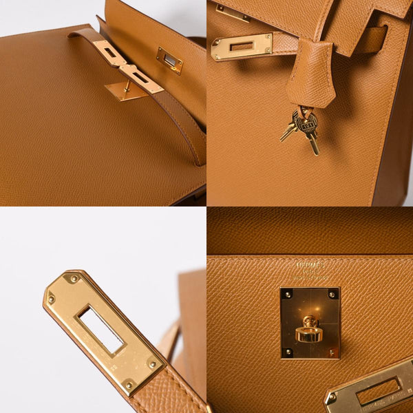 新品同様品 HERMES エルメス KELLY 28 ケリー 28 2WAYバッグ セサミ ヴォーエプソン B刻印 外縫い 2023年製 ゴールド金具 中古 4a007492