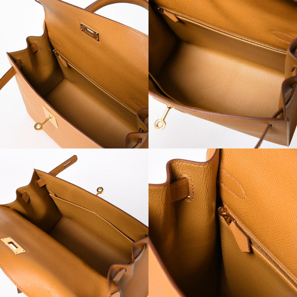 新品同様品 HERMES エルメス KELLY 28 ケリー 28 2WAYバッグ セサミ ヴォーエプソン B刻印 外縫い 2023年製 ゴールド金具 中古 4a007492