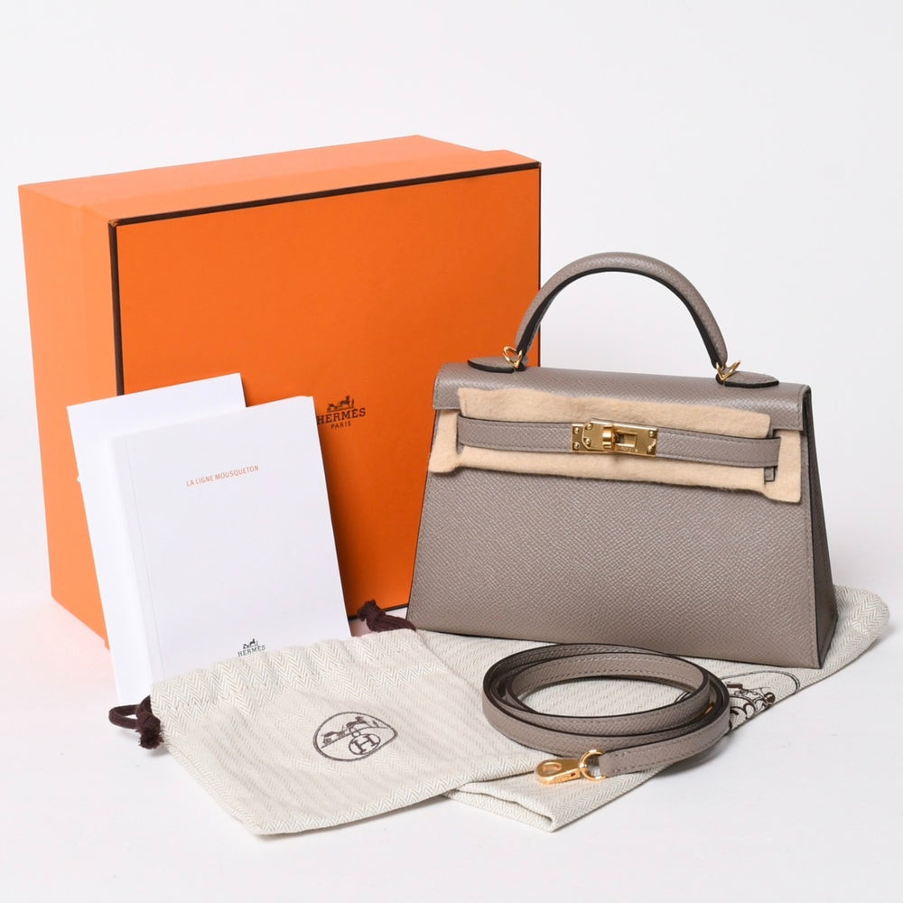 新品同様 HERMES エルメス MINI KELLY 2 ミニケリー2 ハンドバッグ D刻印 ヴォーエプソン グリアスファルト GD金具 外縫い 2019年製 中古 4a007491