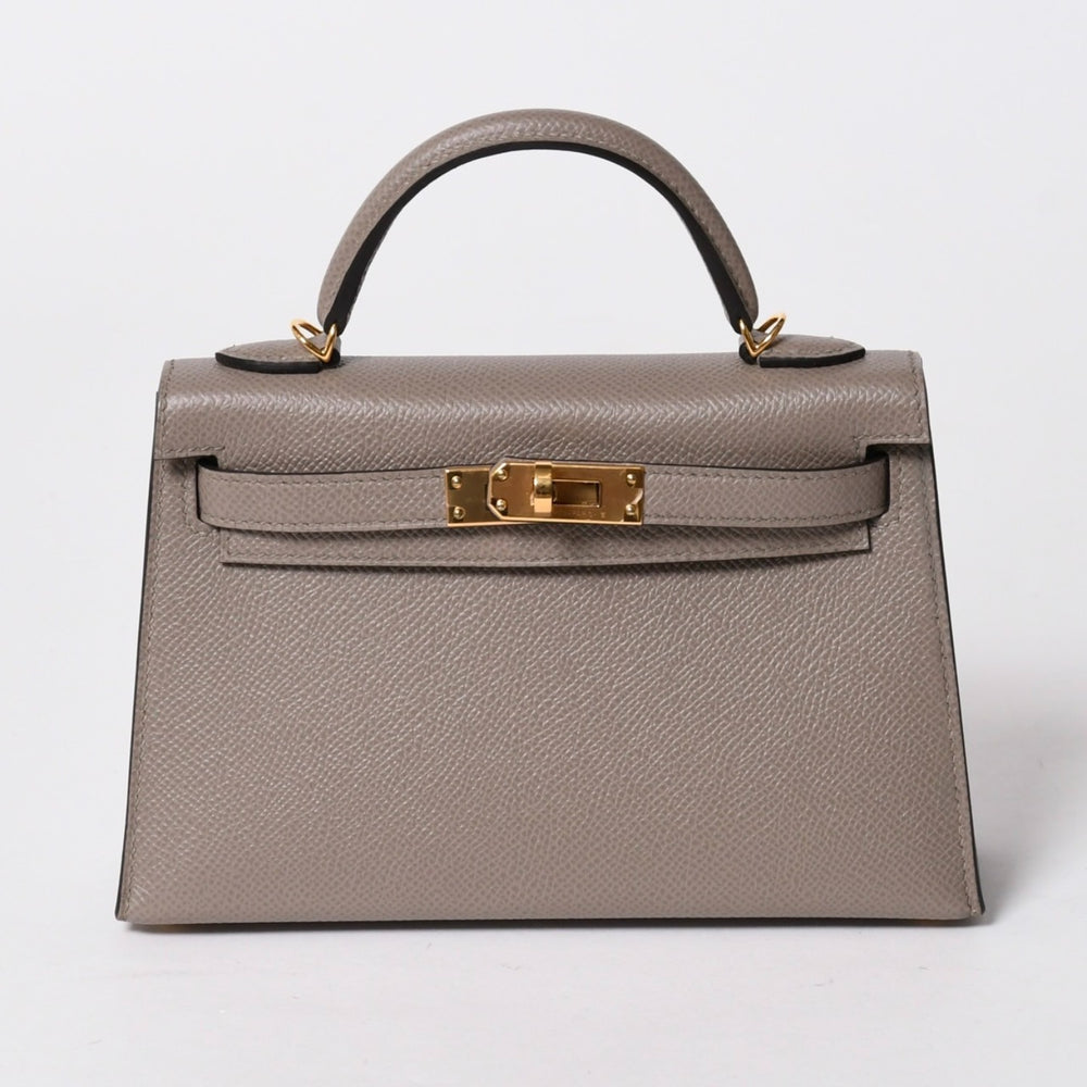 新品同様 HERMES エルメス MINI KELLY 2 ミニケリー2 ハンドバッグ D刻印 ヴォーエプソン グリアスファルト GD金具 外縫い 2019年製 中古 4a007491