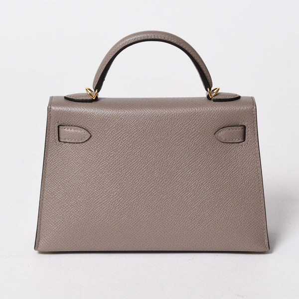 新品同様 HERMES エルメス MINI KELLY Ⅱ ミニケリー2 ハンドバッグ D刻印 ヴォーエプソン グリアスファルト GD金具 外縫い 2019年製 中古 4a007491