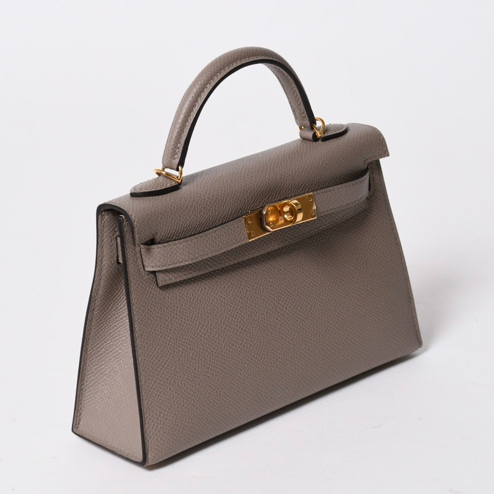 新品同様 HERMES エルメス MINI KELLY 2 ミニケリー2 ハンドバッグ D刻印 ヴォーエプソン グリアスファルト GD金具 外縫い 2019年製 中古 4a007491