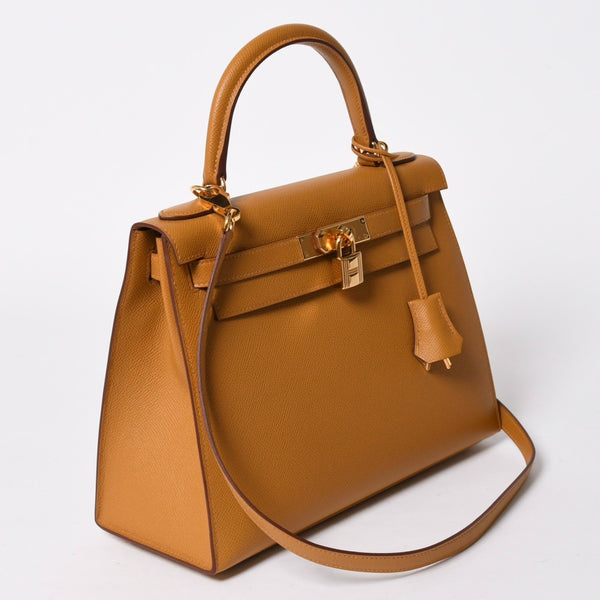 新品同様品 HERMES エルメス KELLY 28 ケリー 28 2WAYバッグ セサミ ヴォーエプソン B刻印 外縫い 2023年製 ゴールド金具 中古 4a007492