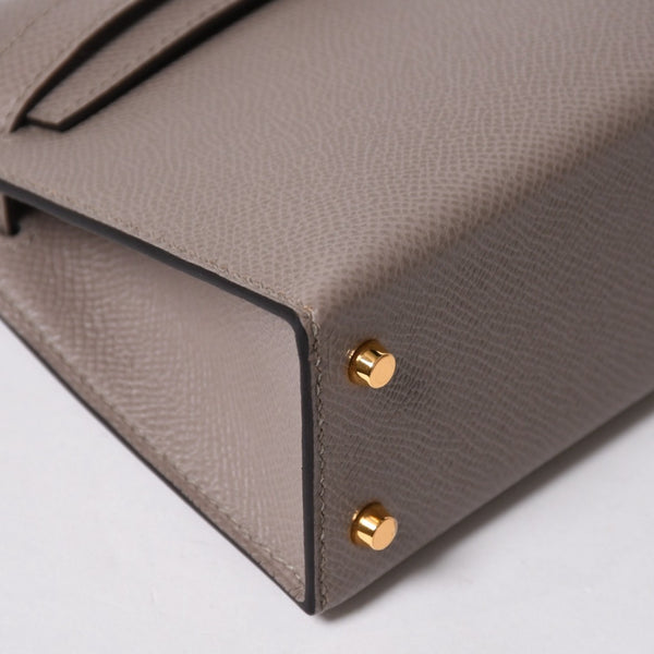 新品同様 HERMES エルメス MINI KELLY Ⅱ ミニケリー2 ハンドバッグ D刻印 ヴォーエプソン グリアスファルト GD金具 外縫い 2019年製 中古 4a007491