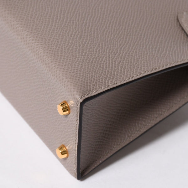 新品同様 HERMES エルメス MINI KELLY Ⅱ ミニケリー2 ハンドバッグ D刻印 ヴォーエプソン グリアスファルト GD金具 外縫い 2019年製 中古 4a007491