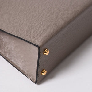 新品同様 HERMES エルメス MINI KELLY Ⅱ ミニケリー2 ハンドバッグ D刻印 ヴォーエプソン グリアスファルト GD金具 外縫い 2019年製 中古 4a007491
