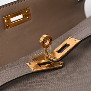 新品同様 HERMES エルメス MINI KELLY Ⅱ ミニケリー2 ハンドバッグ D刻印 ヴォーエプソン グリアスファルト GD金具 外縫い 2019年製 中古 4a007491