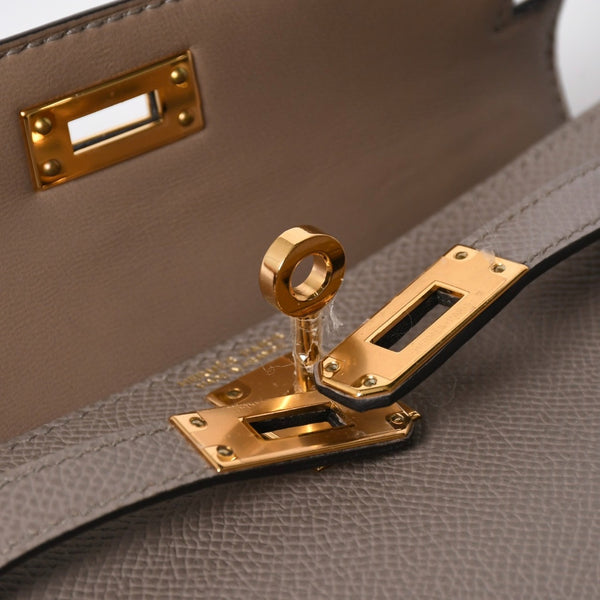 新品同様 HERMES エルメス MINI KELLY Ⅱ ミニケリー2 ハンドバッグ D刻印 ヴォーエプソン グリアスファルト GD金具 外縫い 2019年製 中古 4a007491