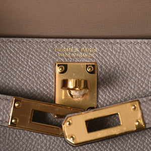新品同様 HERMES エルメス MINI KELLY Ⅱ ミニケリー2 ハンドバッグ D刻印 ヴォーエプソン グリアスファルト GD金具 外縫い 2019年製 中古 4a007491