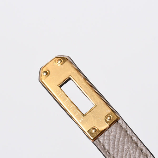 新品同様 HERMES エルメス MINI KELLY Ⅱ ミニケリー2 ハンドバッグ D刻印 ヴォーエプソン グリアスファルト GD金具 外縫い 2019年製 中古 4a007491