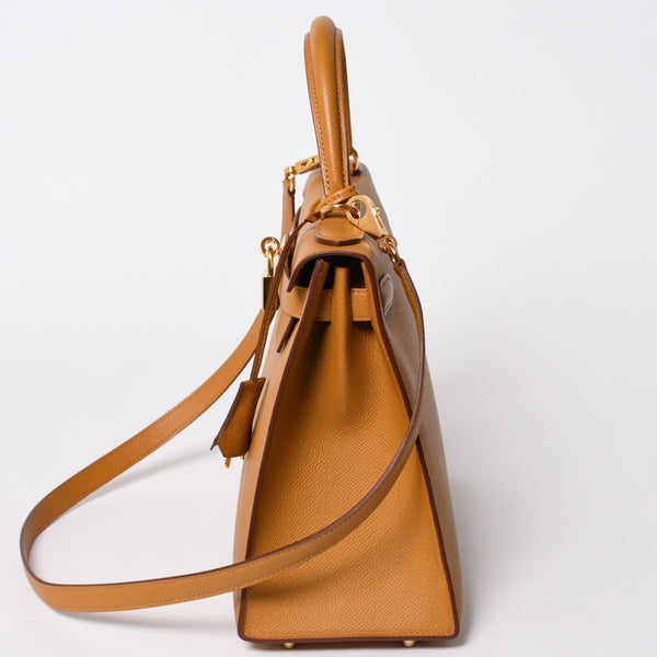 新品同様品 HERMES エルメス KELLY 28 ケリー 28 2WAYバッグ セサミ ヴォーエプソン B刻印 外縫い 2023年製 ゴールド金具 中古 4a007492