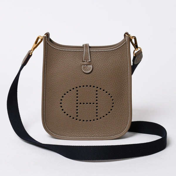 新品同様 HERMES エルメス エヴリンTPM ショルダーバッグ K刻印 トリヨンクレマンス エトゥープ ゴールド金具 中古 4a007150