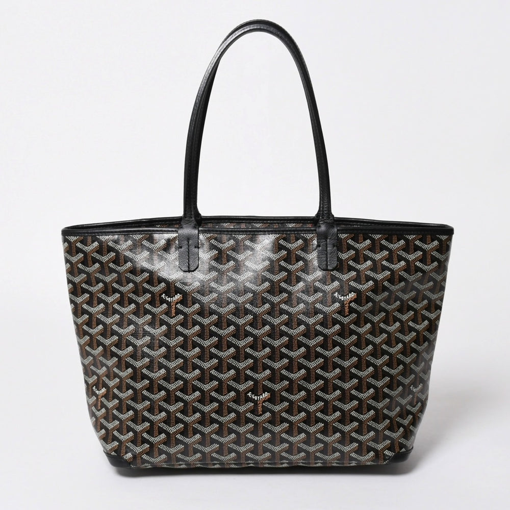 極美品 GOYARD ゴヤール アルトワMM トートバッグ ハンドバッグ コーティングキャンバス レザー ブラック 中古 4a007165
