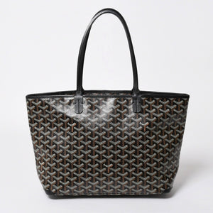 極美品 GOYARD ゴヤール アルトワMM トートバッグ ハンドバッグ コーティングキャンバス レザー ブラック 中古 4a007165