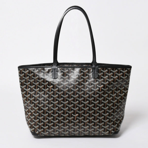 極美品 GOYARD ゴヤール アルトワMM トートバッグ ハンドバッグ コーティングキャンバス レザー ブラック 中古 4a007165