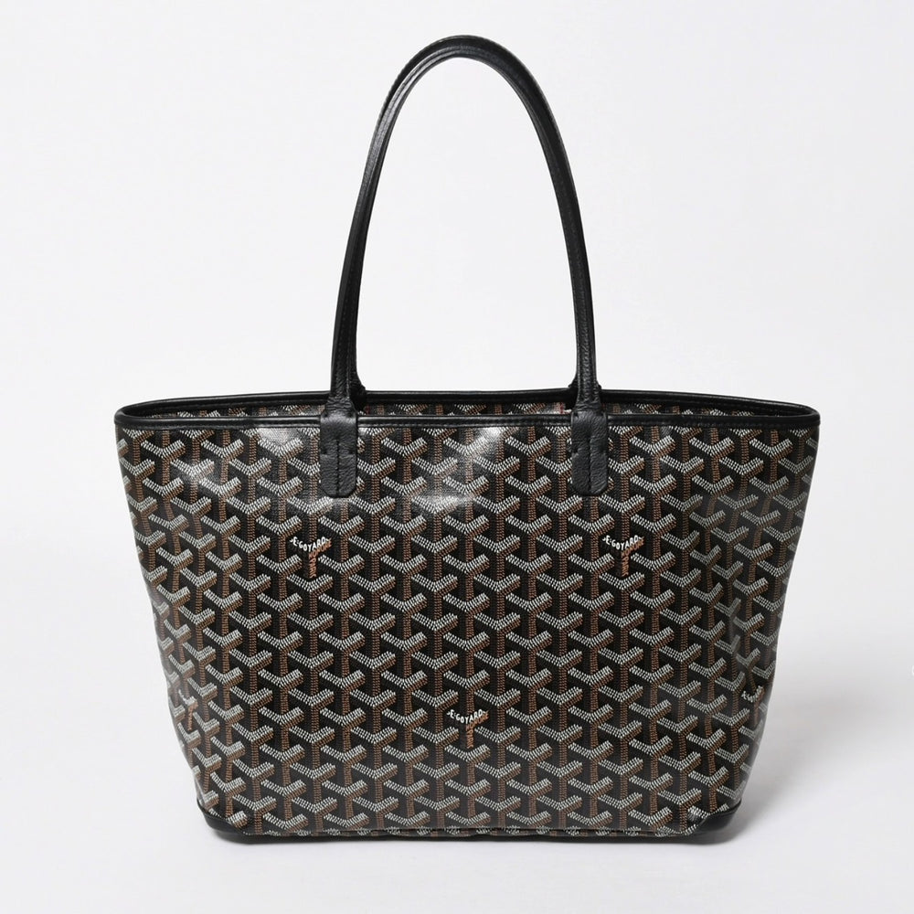 極美品 GOYARD ゴヤール アルトワMM トートバッグ ハンドバッグ コーティングキャンバス レザー ブラック 中古 4a007165