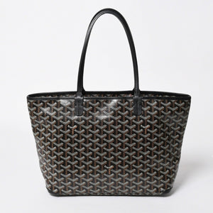 極美品 GOYARD ゴヤール アルトワMM トートバッグ ハンドバッグ コーティングキャンバス レザー ブラック 中古 4a007165