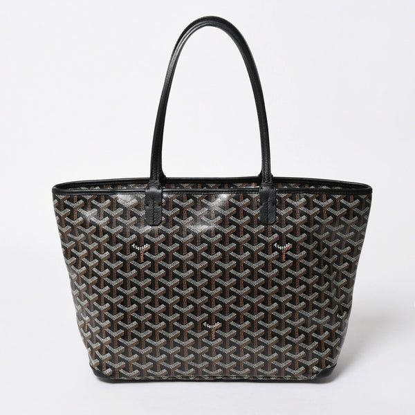 極美品 GOYARD ゴヤール アルトワMM トートバッグ ハンドバッグ コーティングキャンバス レザー ブラック 中古 4a007165