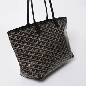 極美品 GOYARD ゴヤール アルトワMM トートバッグ ハンドバッグ コーティングキャンバス レザー ブラック 中古 4a007165