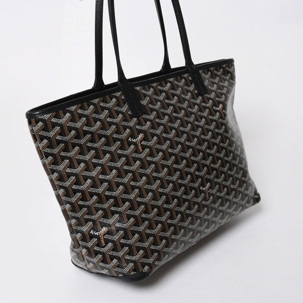 極美品 GOYARD ゴヤール アルトワMM トートバッグ ハンドバッグ コーティングキャンバス レザー ブラック 中古 4a007165