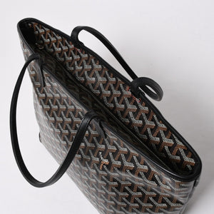 極美品 GOYARD ゴヤール アルトワMM トートバッグ ハンドバッグ コーティングキャンバス レザー ブラック 中古 4a007165