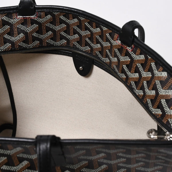 極美品 GOYARD ゴヤール アルトワMM トートバッグ ハンドバッグ コーティングキャンバス レザー ブラック 中古 4a007165