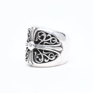 CHROME HEARTS クロムハーツ CLASSIC OVAL CROSS クラシック オーバルクロスリング 重量43.76g サイズ21号 シルバー925 美品 中古 4a007499