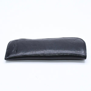 極美品 CHROME HEARTS クロムハーツ PEN CASE レザーペンケース ステーショナリー 筆箱 文房具 CHクロスパッチ ブラック 中古 4a007504