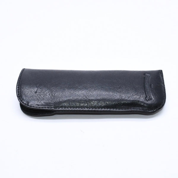 極美品 CHROME HEARTS クロムハーツ PEN CASE レザーペンケース ステーショナリー 筆箱 文房具 CHクロスパッチ ブラック 中古 4a007504